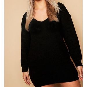 PLUS BOOHOO OVERSIZE VNECK SWEATER DRESS